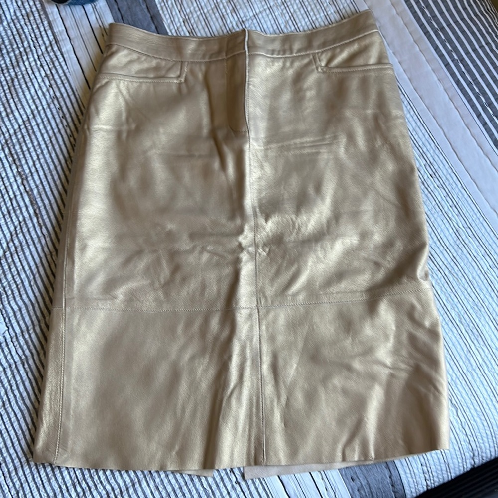 Gold taupe colored leather skirt